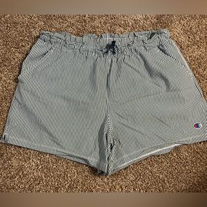 Champion Women's Striped Shorts - Blue and White
